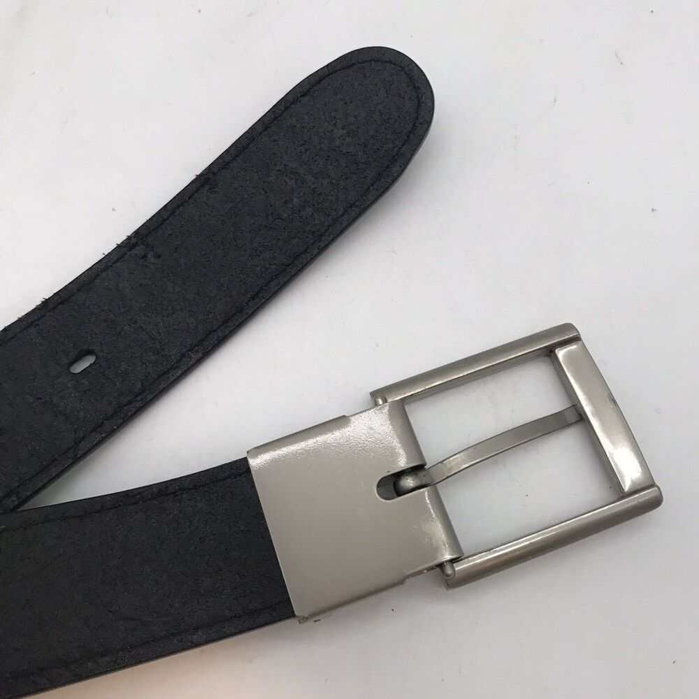OOBE Black Leather Belt Women's size M 1 1/4” wide 38” long Overall Missing Loop
